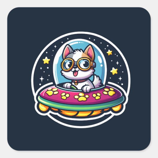 UFO Funny Dog Vierkante Sticker (Voorkant)