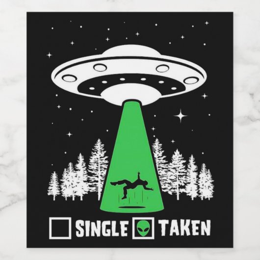 UFO, grappige ufo, vliegende saucer, buitenaardse  Wijn Etiket (Enkel label)