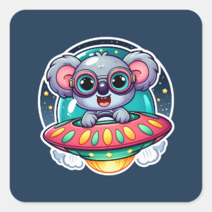 UFO Happy Koala Vierkante Sticker