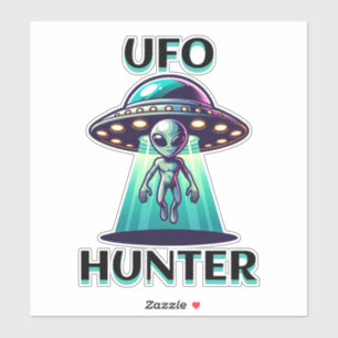 UFO Hunter   Ai Art met UFO en Alien Sticker