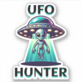 UFO Hunter | Ai Art met UFO en Alien Sticker (Voorkant)