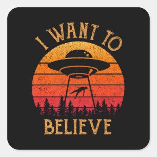  UFO Hunter Ik wil Retro P geloven Vierkante Sticker
