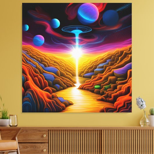 UFO in Fantasy World Canvas Afdruk (Insitu (Woonkamer))