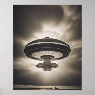 UFO in zwart-wit Poster