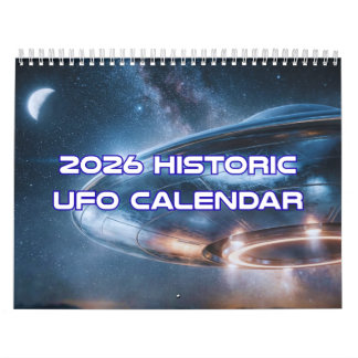 UFO-kalender 2026 Vintage Sci-Fi Wandplanner Kalender