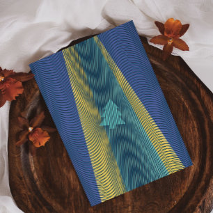 UFO-kerstboomontvoering Blauwe Gele Gele Rad Feestdagenkaart