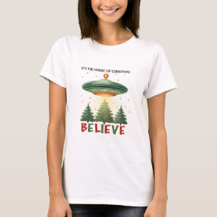 UFO Kerstmis geloof T-shirt