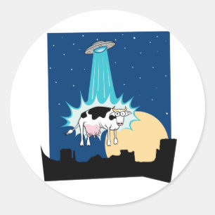 UFO-koeienonttrekking Ronde Sticker