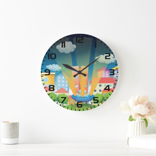 UFO Landing in a Bright City Night Scene Grote Klok (Huis)