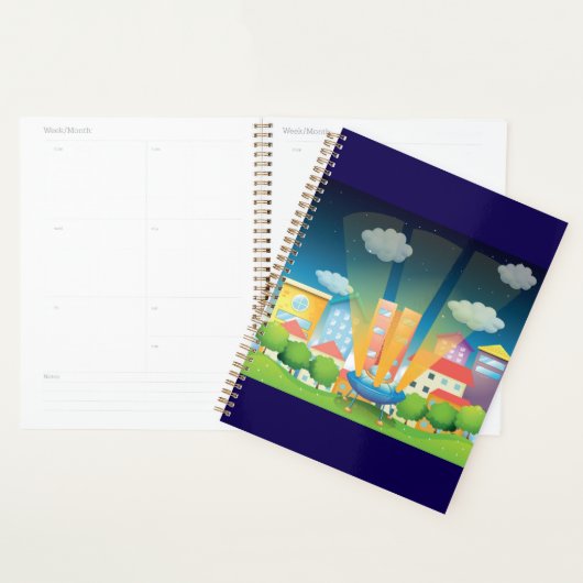 UFO Landing in a Bright City Night Scene Planner (Display)
