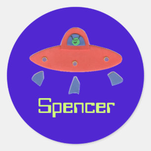 UFO naamsticker--om te personaliseren Ronde Sticker