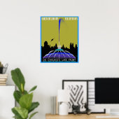 UFO over Chicago - Buckingham Fountain Poster (Thuiskantoor)