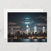 UFO over een stad Briefkaart (Voorkant / Achterkant)
