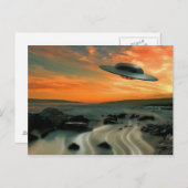 UFO over kust Briefkaart (Voorkant / Achterkant)