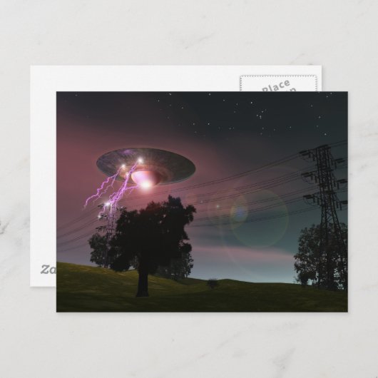 UFO over Powerlines 2 Briefkaart (Voorkant / Achterkant)