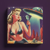 Ufo Pin-up Stenen Onderzetter
