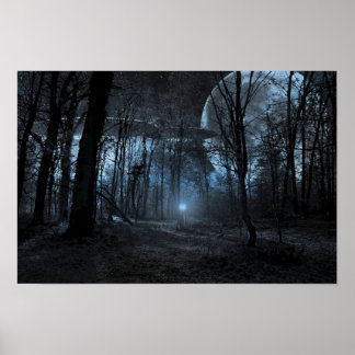 UFO-Poster voor maanbossen Poster