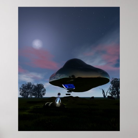 UFO-Poster voor verminking van runderen Poster (Voorkant)