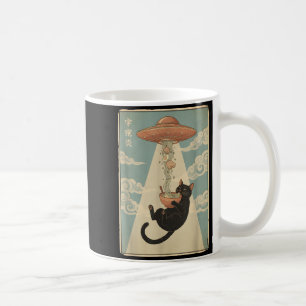 UFO Ramen Kat Alien Ontvoering Retro Japanse Kunst Koffiemok