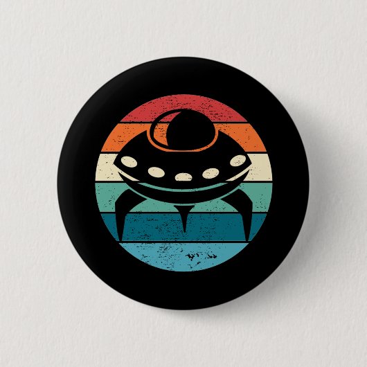 UFO Retro Sunset Ronde Button 5,7 Cm (Voorkant)