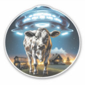 UFO Ruimteschip Koe Sticker (Voorkant)