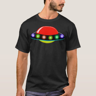 UFO-ruimtevaartuig Multi Color Lights Sci-Fi-patro T-shirt