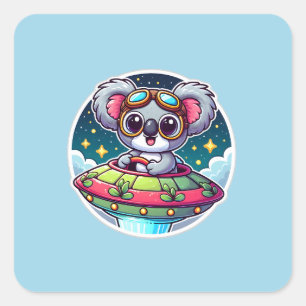UFO Schattige Koala Vierkante Sticker