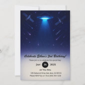 UFO Spotlight Meteor Space Illustration Birthday Kaart (Voorkant)