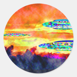 UFO Sunrise Ronde Sticker