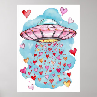UFO van de liefde - Heart Shower Poster