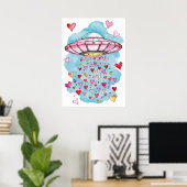 UFO van de liefde - Heart Shower Poster (Thuiskantoor)