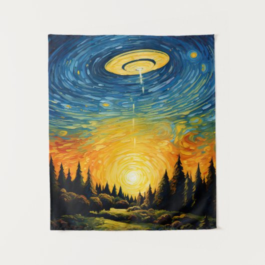 UFO van Van Gogh Wandkleed (Voorkant)