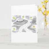 UFO-verjaardag Kaart (Gele Bloem)