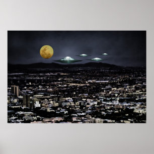 UFO-vliegobject in de ruimte Poster