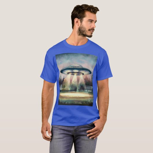 UFO-waarneming Waterverf Schilderij T-shirt (Voorkant volledig)