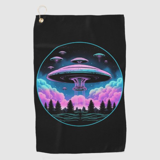 UFO's buitenaardse invasie esthetisch Golfhanddoek (Voorkant)