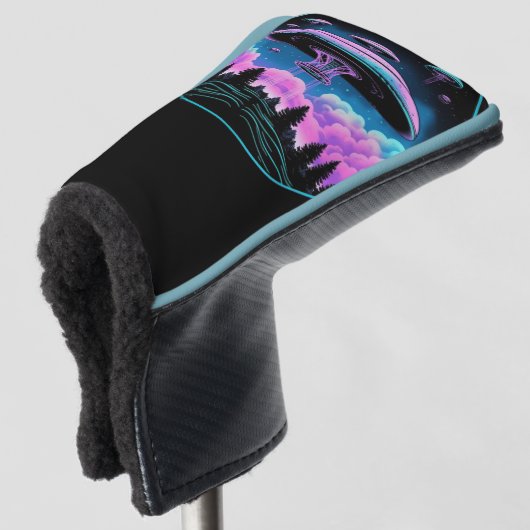 UFO's buitenaardse invasie esthetisch Golfheadcover (3/4 voorkant)