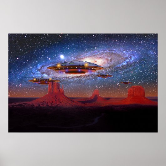UFO's over Monument Valley Poster (Voorkant)