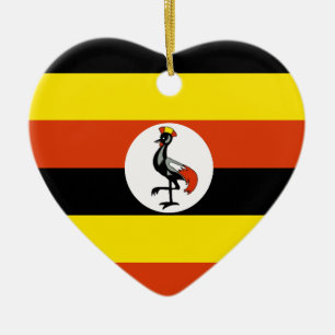 Uganda Flag Heart Keramisch Ornament