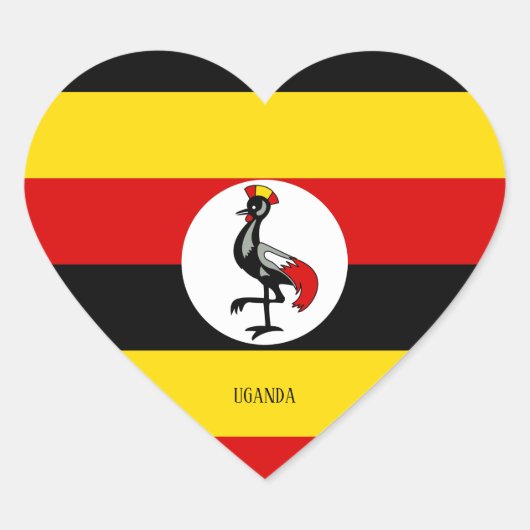 Uganda Flag Splendid Patriotic Hart Sticker (Voorkant)