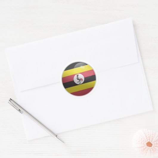Uganda Glossy Circle Flag Ronde Sticker (Envelop)
