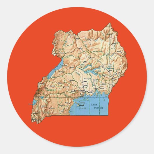 Uganda Kaart Sticker (Voorkant)