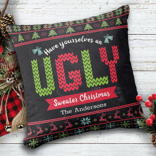 Uganda kerstkeuken Nordic Knit Fun Chalkboard Kussen