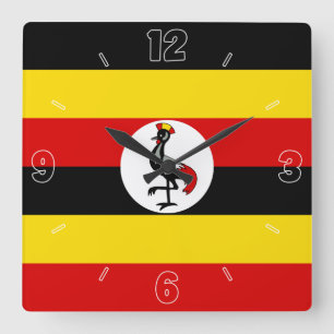 Uganda National Flag Patriotic Vierkante Klok