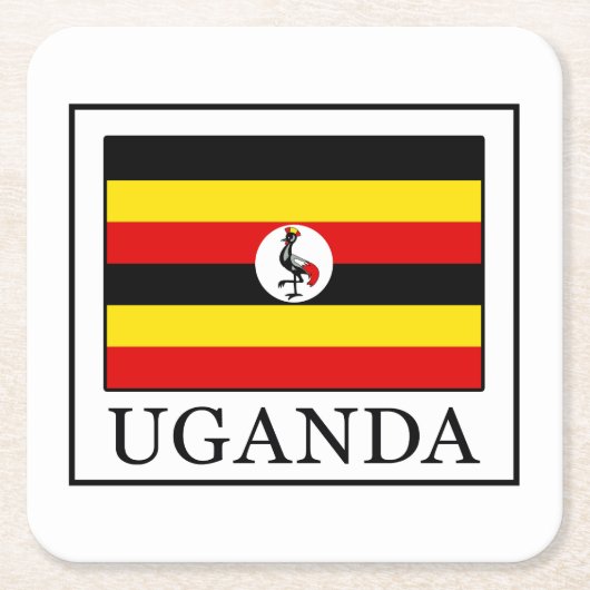 Uganda Vierkante Kartonnen Onderzetter (Voorkant)