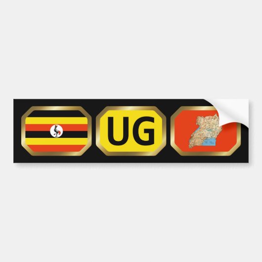 Uganda Vlag Landkaart Code Bumpersticker (Voorkant)