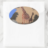 Uganda Wildlife Kaart Kunst Afdrukken Ovale Sticker (Tas)