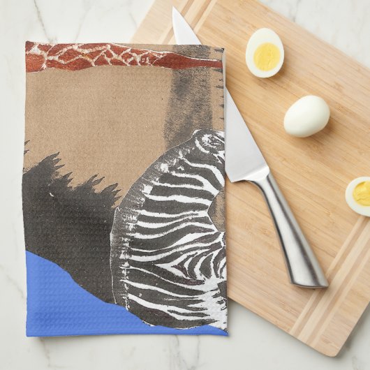 Uganda Wildlife Kaart Kunst Afdrukken Theedoek (Quarter Fold)