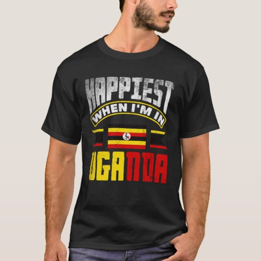 Ugandan Uganda Ugandan Flag Happiest When Im In Ug T-shirt (Voorkant)