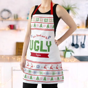 Ugandee kerstSweater Nordic Red Green Knit Name Schort